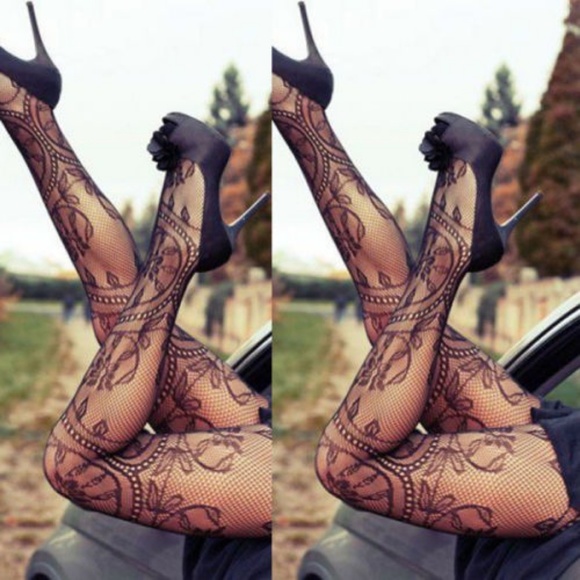 Swirl Design Fishnet Tights Stockings Pantyhose - Picture 2 of 5